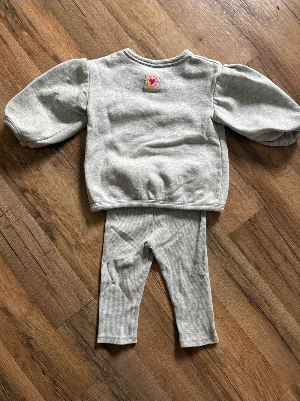 H&M 9mo Girls Pink Heart Sweatshirt and Matching Gray Set